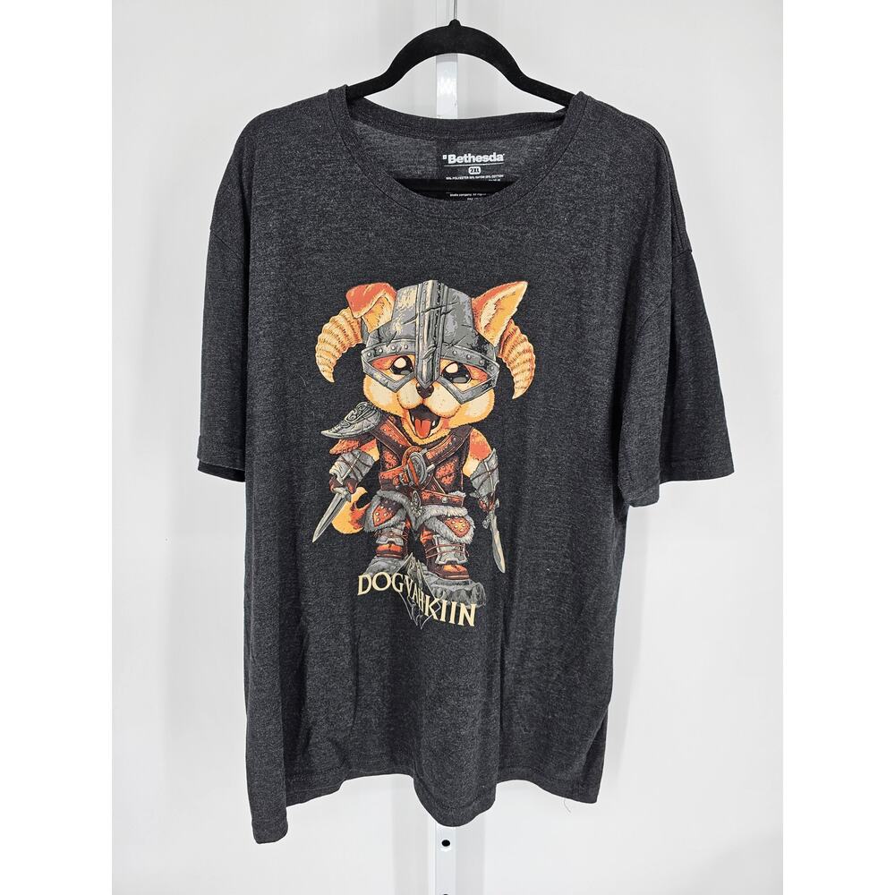 Bethesda Men's Viking Cat Black Short Sleeve Crew Neck T-shirt Size 2XL